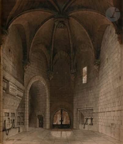 Peinture sur toile d'art église gothique Louis Hector Leroux au rendu artistique premium