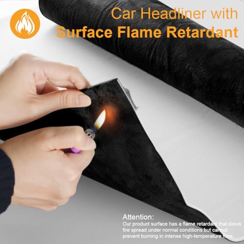 Auto Suede Headliner Fabric Material with Foam Backing, 54" L × 60" W Automotive Interior Roof Replacement Upholstery Fabric for Car Truck SUV RV Boat, Home Repair DIY