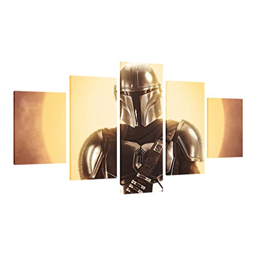 TYG Canvas Print, Wall Picture The Mandalorian Season 1 Prints on Canvas Giclee Artwork Modern Decor Picture for Living Room/Office/Bedroom/Kitchen Stretched and Framed Ready to Hang 5PCS