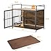 GOWE Dog Cage Furniture with Cushion, Dog Kennel Indoor with Rotating Feeder Bowls, Heavy Duty Indoor Puppy Cage Kennel for Medium to Large Dogs, 41
