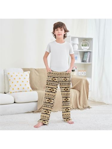 Aztec Brown Stripes Boys Pants for Kids Jogger Pants with Pockets S 6