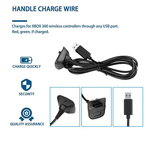 OKAYO Super Long Charging Cable USB Charger Rechargeable Battery Pack Cable Cord Suitable for Xbox for 360 Controller Black