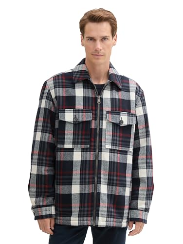 TOM TAILOR Herren Flanell Karo-Jacke mit Brusttaschen,35776 - Navy red Big Check, XXL – Ansicht 1