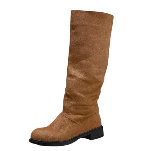 Botas de Mujer Cowboy Cana Alta para Tacon bajo, comodas y Elegantes Cierre Cremallera Acabado en Antelina Bota Estilo Western zapatos