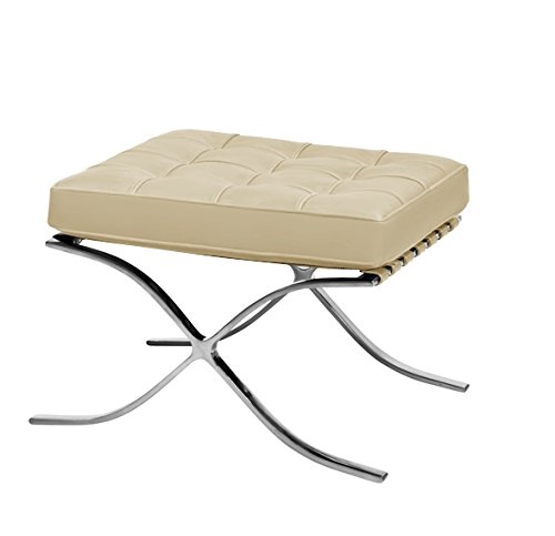 Classic Romano Top Grain Italian Leather Ottoman - Camel Leather