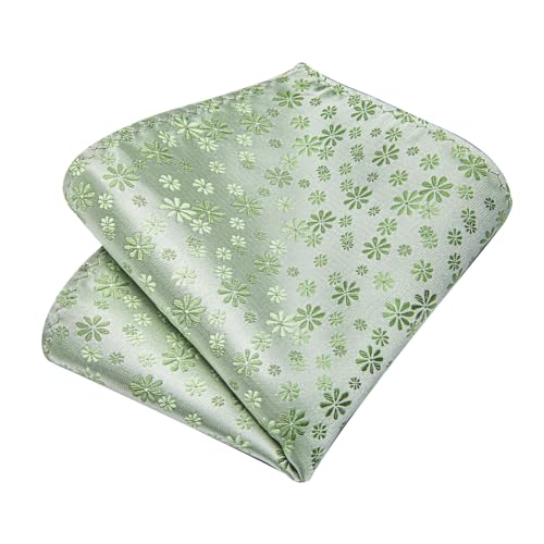 Image of DiBanGu Silk Floral Ties for Men Woven Paisley Necktie and Tie Clip Handkerchief Cufflinks Set for Party Wedding