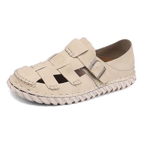 Men's Closed Toe Sport Sandals Breathable Hollow Beach Fisherman Shoes Comfortable Outdoor Casual Walking Work Shoes