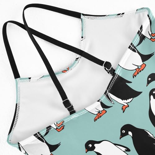 Girls Swimwear 3-10 Years One Piece Halter Swimsuit Penguins Beach Bathing Suit4