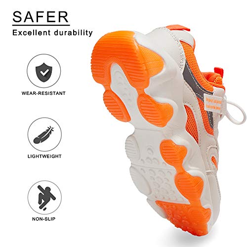 Santiro Little Boys Sneakers Breathable Kids Girls Athletic Shoes Fashion No Tie Orange Size 2 #TOP4
