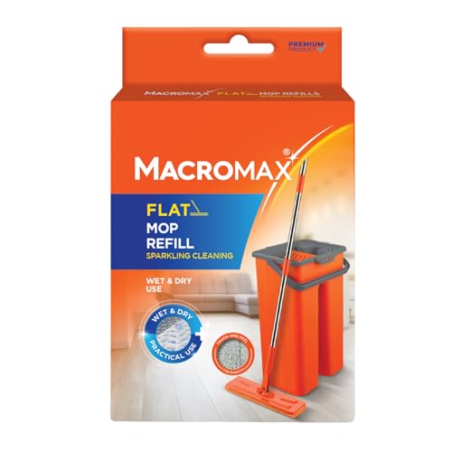 Macromax Replacement Microfibre Flat Mop Head, Compatible with Flat Tablet Mop, Washable, Durable & High Absorption, Easy to Attach Ideal for Hardwood, Tile & Laminate Floor Cleaning (Pack of 1)