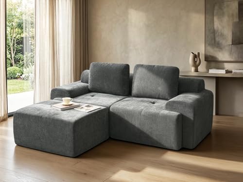 Image of 85 inch L Shaped Oversized Cloud Couch, Comfort Boneless Sectional Couches for Living Room, Modular Sofa High Back & Extra Deep Seat, No Assembly, Soft Chenille (Dark Grey, 85 inch- L Shaped(2+1))