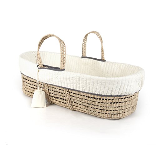 Tadpoles Line Stitched Moses Basket and Bedding Set, Grey