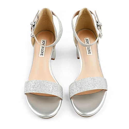 JOY IN LOVE Women's Chunky Low Heels Ankle Strap Open Toe Block Heel Sandals2