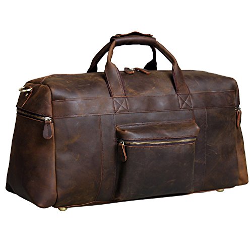 S-ZONE Vintage Crazy Horse Leather Men's Travel Duffle luggage Bag