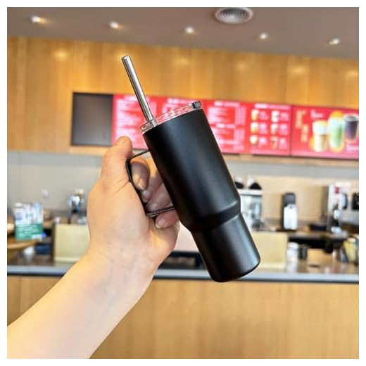 Small Water Bottle with Handle & Flip Straw - Fits in Cup Holder, Leak Resistant Tumbler-Reusable Insulated Stainless Steel