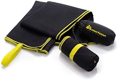 meteor Microfibre Towel Quick Dry Gym Pool Fitness Swimming Travel Camping Beach Yoga Pilates Bath Shower Absorbent Compact Lightweight Dry Men Women Kids Post-Bath Pet Drying (110 x 175 cm, Black)