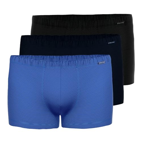 Ammann 3er Pack Herren Unterwäsche Unterhose Boxer Retro Short, Farbe:Mehrfarbig, Größe:6, Artikel:-16/90/463 Nightblue/schwarz/Saphir