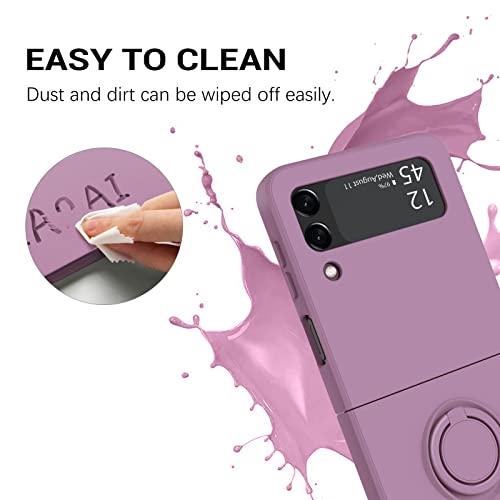 GaoBao for Samsung Galaxy Z Flip 3 5G Case, Galaxy Z Flip 3 5G Cover 6.7'', Liquid Silicone Soft Gel Rubber Bumper Shockproof Anti-Scratch Protective Case with Ring for Galaxy Z Flip3 5G 2021, Purple - Image 5