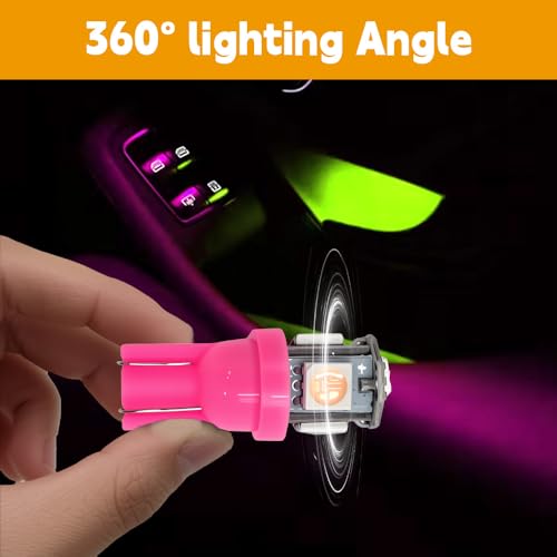 Image of 10PCS 194 LED Bulb, Three-Chip Design LED License Plate Light Bulbs License Plate Light Bulbs Low Power Consumption & Long-Lasting Suitable for most car models (Pink)