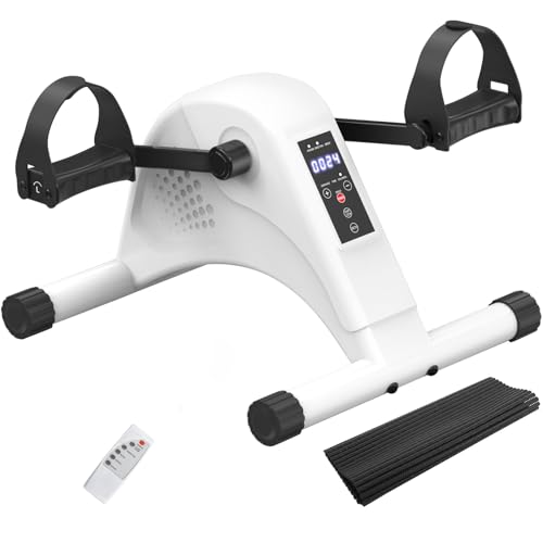 Image of 12-Levels Mini Exercise Bike Under Desk with LCD Display, Quiet Electric Bidirectional Bicycle Pedals for Home for Seniors, Stationary Bike Under Desk for Leg & Arm Physical Therapy Exerciser