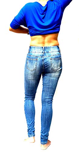 Jack David/Sweet Look Juniors Womens Blue Denim Jeans Destroy Skinny Ripd Distressed Pants3