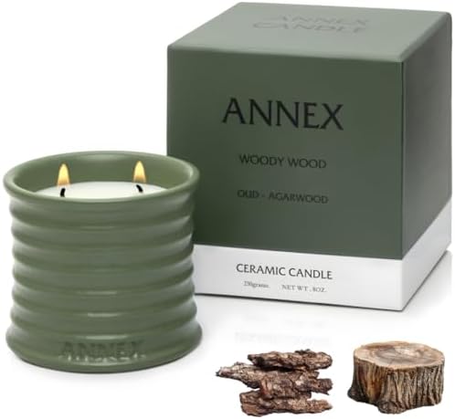 Annex Oud and Agarwood Luxury Scented Candle - 8oz Handmade Ceram...