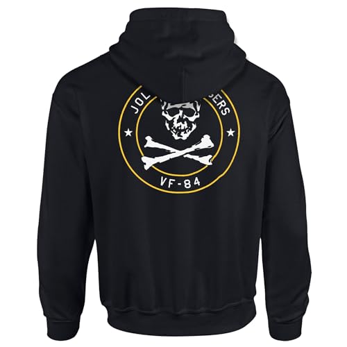 Future of Flight Jolly Rogers VF-84 Double Sided Embroidered Chest Logo Hoodie, X-Large, Black3