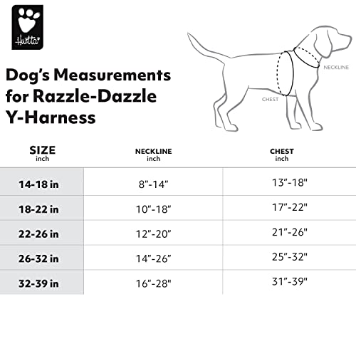 Hurtta Razzle-Dazzle Y-Geschirr für Hunde, gepolstert, 100% recyceltes Polyester, Schwarz, 45-55 cm