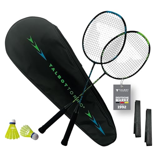 Talbot-Torro Badminton Set Professional I 2 Carbon-Schläger I 2 Federbälle I 2 Griffbänder I Schlägertasche I Leicht & Robust I Für Anfänger & Fortgeschrittene I Outdoor & Indoor Talbot-Torro Badminton Set Professional I 2 Carbon-Schläger I 2 Federbälle I 2 Griffbänder I Schlägertasche I Leicht & Robust I Für Anfänger & Fortgeschrittene I Outdoor & Indoor