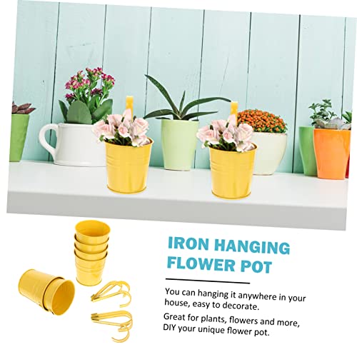 Yardwe 12 Pcs Hanging Tin Flower Bucket Outdoor Vase Rustic Home Decor Oval Planter Bucket Flower Holder Planter Iron Metal Bucket Planter Metal Iron Hanging Flower Bucket Plant Pot Track #TOP5