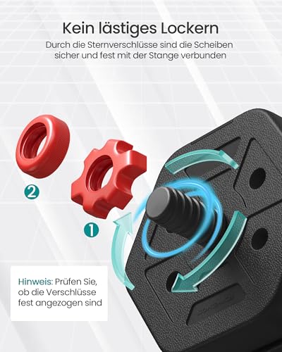 SONGMICS Hantelset mit Verbindungsstange, Hexagon, 20 kg – Ansicht 5