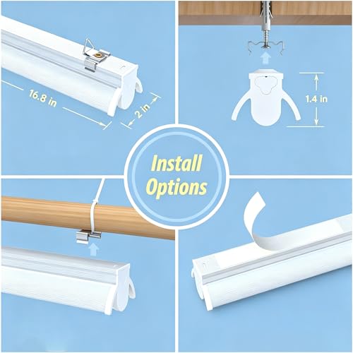 Image of Aokrean 2 Pack T5 Lighting Fixture, 5000K White, 20W Linkable Utility Commercial Lighting for Ceiling Under Cabinet