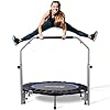BCAN 40/48″ Foldable Mini Trampoline Max Load 330lbs/440lbs, Fitness Rebounder with Adjustable Foam Handle, Exercise Trampoline for Adults Indoor/Garden Workout