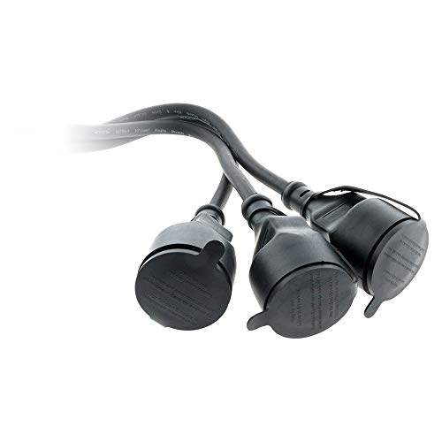 Zenitech- Dreifachkopfverlängerung für Baustellen HO7RN-F 16A 3G1,5mm² Schwarz 1m (NF-C 61-314 Standard)