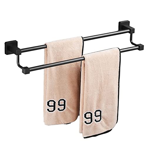 Soporte de Toalla Doble, riel de Toalla de Acero Inoxidable SUS304, Rejillas de Toallas montadas en la Pared para Accesorios de Dormitorio de Cocina, Tornillos de Montaje, Negro (tamaño: 50 cm) LWX