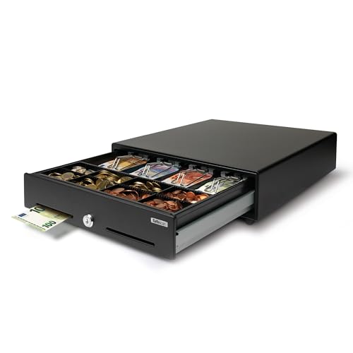 Safescan SD-3540 Standard-Duty Kassenschublade mit 4 Fächern für Banknoten und 8 für Münzen - Kassenlade mit RJ-12 Anschluss (z.B. Registrierkasse) - Solide Kassenschublade von 35 x 40 5 x 10 5 cm