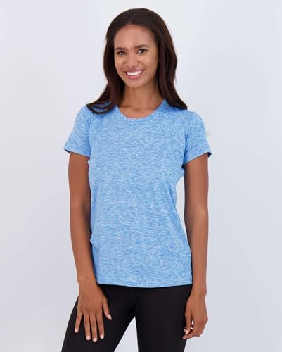 Image of Real Essentials 5 Pack: Women's Dry Fit Tech Stretch Short-Sleeve Crew Neck Athletic T-Shirt Available in Plus Size Set Medium