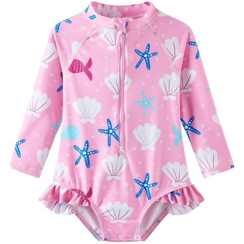 UMELOK Baby Girls' Rash Guard Swimsuit with UPF 50