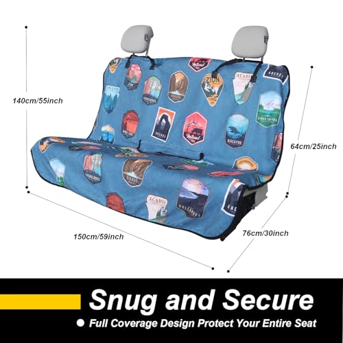 Image of Back Seat Cover for Car Trucks Van SUV Jeep,Waterproof Rear Bench Towel Seat Covers for Dogs and Kids,Automotive Backseat Protector (National Parks)