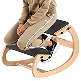 WUDLEP Kneeling Chair, Ergonomic Posture Chair, Wood Adjustable Rocking Knee with Soft Padding, Natural Relief for Neck or Back Pain for Home Office, Max Load 264 lb (Wood Color)