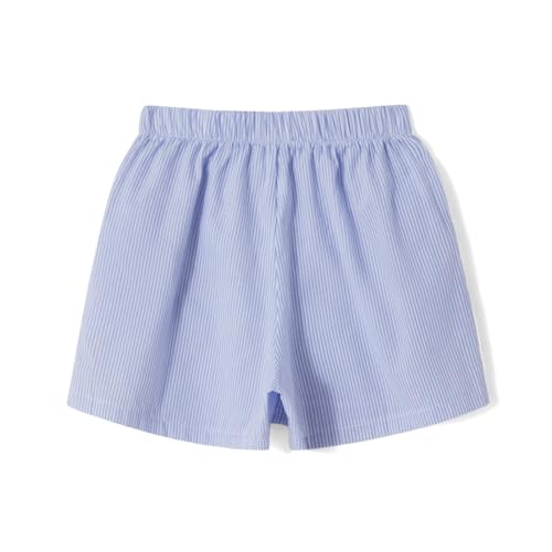 Image of Seyurigaoka Women Striped Boxer Shorts Y2k Pinstriped Lounge Shorts Button Front Pajama Bottoms 2024 Summer Going Out Shorts