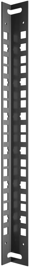 6U Cabinet Vertical Rack Rail Kit, Black, Cold Rolled Steel, 13.33 x 0.77 x 1.16 inch, Package Quantity of 4