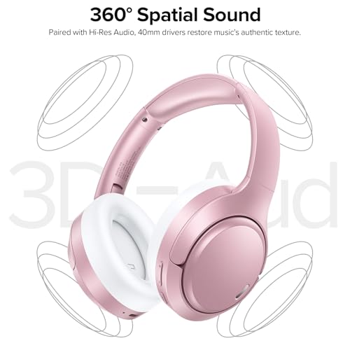 Image of Hybrid Active Noise Cancelling Headphones 120H Long Playtime, 6 ENC Mic, Wireless Over-Ear Bluetooth 6.0 Headphones, Hi-Res Audio, Memory Foam Earcup, Transparency Mode ANC Headphone for Travel Office