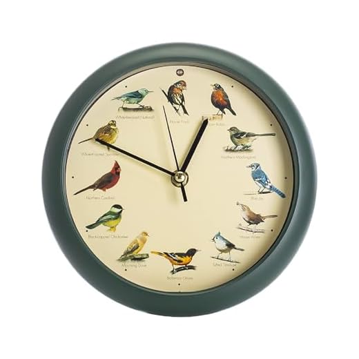 Mark Feldstein, The Original Singing Bird Clock, 8 Inch, Green