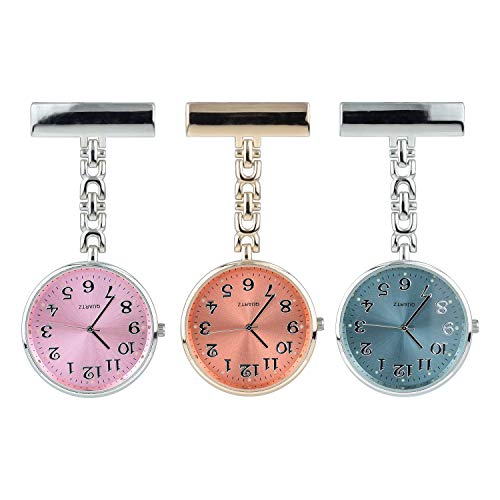 Montres gousset d'infirmière lot de 3 avec grand cadran blanc