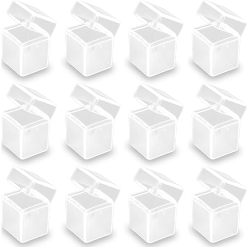 Image of 12 Pcs Square Bead Organizers (0.98 x 0.95 x 1.38 Inch) - Clear Plastic Beads Storage Containers Box for Jewelry Findings and Art Supplies