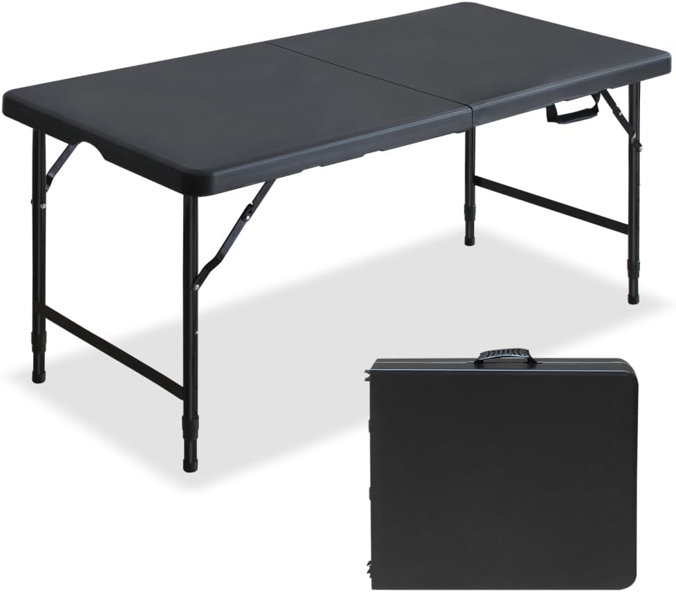 Folding Picnic Table for Outdoor Games and Leisure Activities, 4-Foot Portable Design with Sturdy Steel Frame