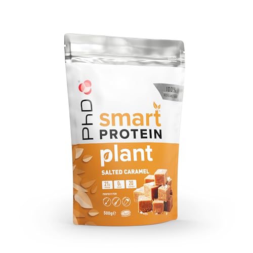 PhD Nutrition Smart Protein Plant, Proteína en polvo vegana 500g Caramelo salado - Batido de proteínas con 20g de proteínas, Bajo en azúcar y calorías, Ideal para hornear PhD Nutrition Smart Protein Plant, Proteína en polvo vegana 500g Caramelo salado - Batido de proteínas con 20g de proteínas, Bajo en azúcar y calorías, Ideal para hornear