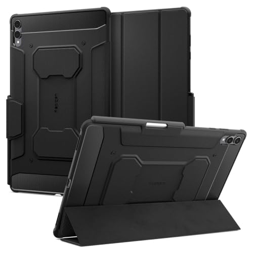 Image of Spigen Rugged Armor Pro | Samsung Galaxy Tab S11 Ultra Case [S Pen Holder] [Trifold Stand] 14.6 inch Folio Full Cover | TPU+PU Leather - Black