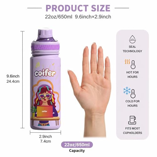 Coifer 22 oz Insulated Water Bottle with Handle - image 3